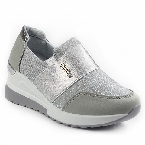 Damskie sneakersy srebrne Damskie sneakersy srebrne