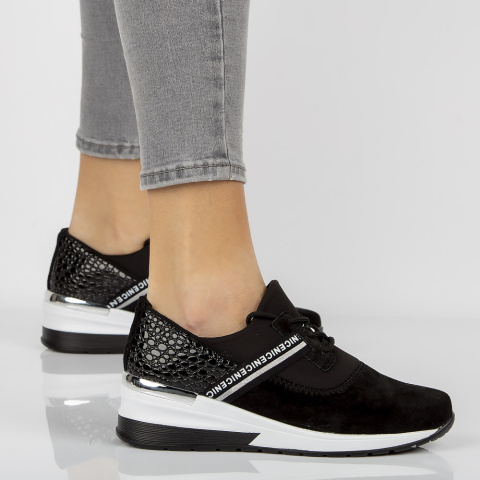 Skórzane sneakersy damskie Filippo DP1388 BK czarne Skórzane sneakersy damskie Filippo DP1388 BK czarne