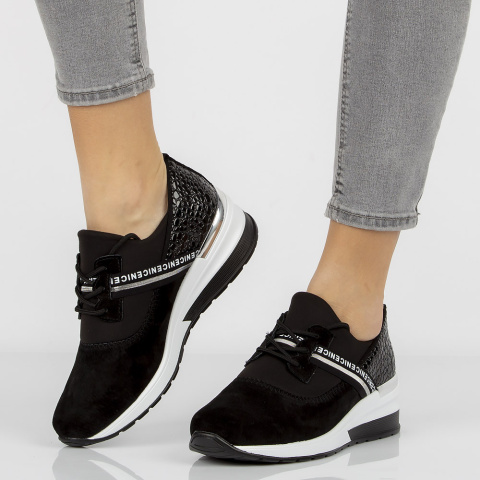 Skórzane sneakersy damskie Filippo DP1388 BK czarne Skórzane sneakersy damskie Filippo DP1388 BK czarne