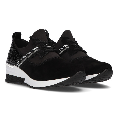 Skórzane sneakersy damskie Filippo DP1388 BK czarne Skórzane sneakersy damskie Filippo DP1388 BK czarne