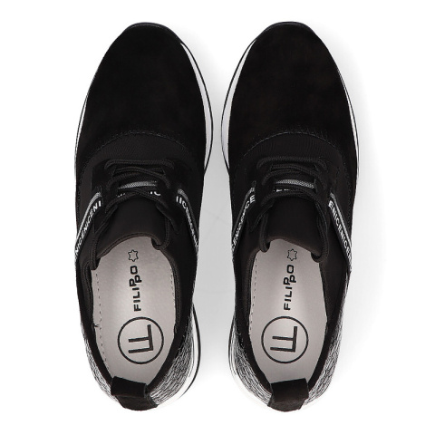 Skórzane sneakersy damskie Filippo DP1388 BK czarne Skórzane sneakersy damskie Filippo DP1388 BK czarne