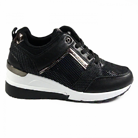Sneakersy damskie sznurowane czarne Sneakersy damskie sznurowane czarne