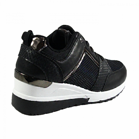 Sneakersy damskie na koturnie czarne Sneakersy damskie na koturnie czarne