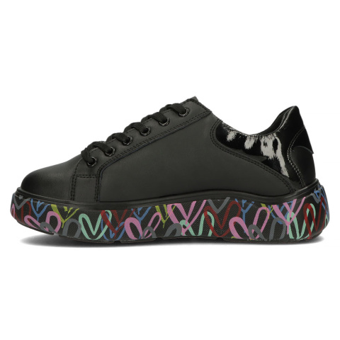 Skórzane sneakersy damskie na platformie Filippo DP4480/23 BK MLT czarny Skórzane sneakersy damskie na platformie Filippo DP4480/23 BK MLT czarny