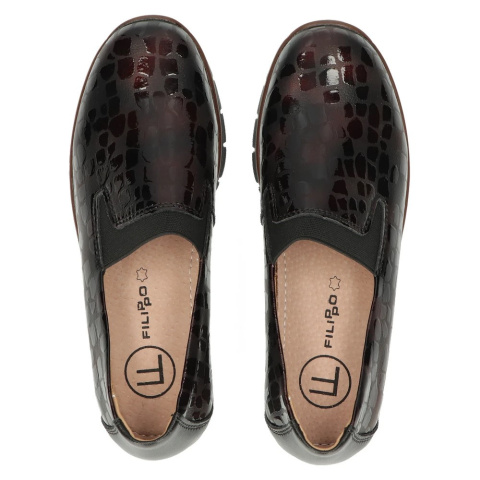 Skórzane półbuty Filippo DP3160/23 BG bordo Skórzane półbuty Filippo DP3160/23 BG bordo
