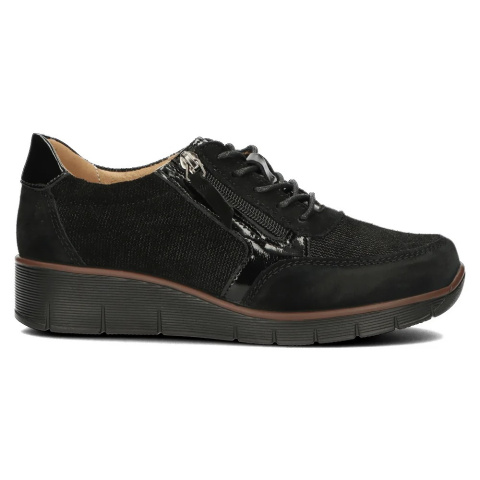 Skórzane sneakersy damskie na platformie Filippo DP4912/23 BK czarny Skórzane sneakersy damskie na platformie Filippo DP4912/23 BK czarny