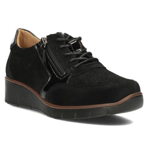 Skórzane sneakersy damskie na platformie Filippo DP4912/23 BK czarny Skórzane sneakersy damskie na platformie Filippo DP4912/23 BK czarny