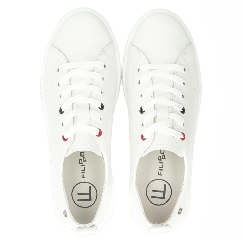 Skórzane sneakersy damskie Filippo DP6029/24 WH biały Skórzane sneakersy damskie Filippo DP6029/24 WH biały