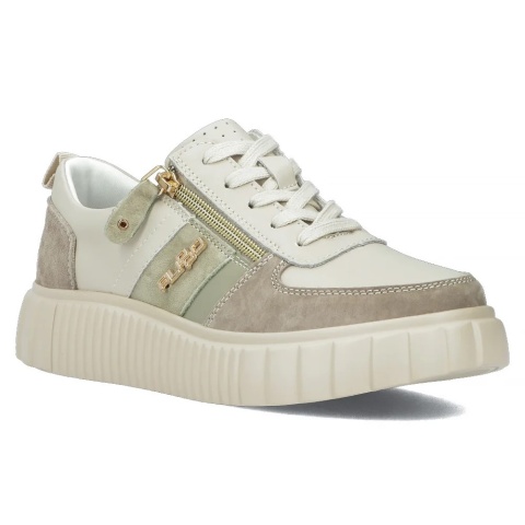 Skórzane sneakersy damskie na platformie Filippo DP6121/24 BE beż Skórzane sneakersy damskie na platformie Filippo DP6121/24 BE beż