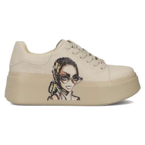 Skórzane sneakersy damskie na platformie Filippo DP6207/24 BE beż Skórzane sneakersy damskie na platformie Filippo DP6207/24 BE beż