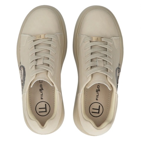 Skórzane sneakersy damskie na platformie Filippo DP6207/24 BE beż Skórzane sneakersy damskie na platformie Filippo DP6207/24 BE beż