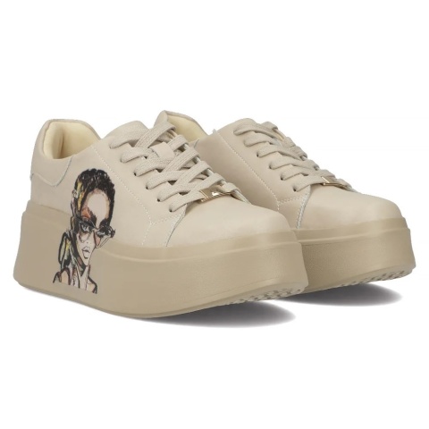 Skórzane sneakersy damskie na platformie Filippo DP6207/24 BE beż Skórzane sneakersy damskie na platformie Filippo DP6207/24 BE beż