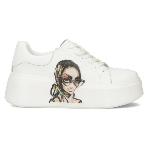 Skórzane sneakersy damskie na platformie Filippo DP6207/24 WH biały Skórzane sneakersy damskie na platformie Filippo DP6207/24 WH biały