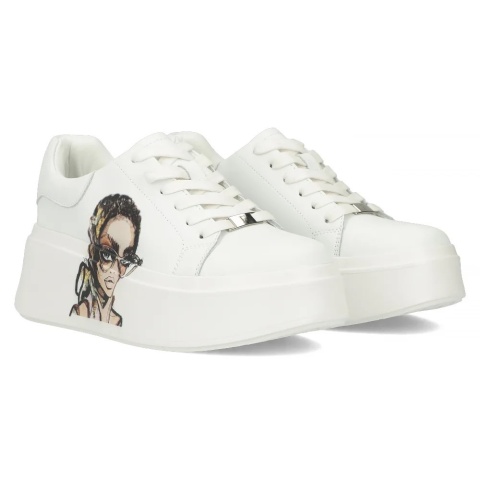 Skórzane sneakersy damskie na platformie Filippo DP6207/24 WH biały Skórzane sneakersy damskie na platformie Filippo DP6207/24 WH biały