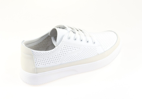 Skórzane sneakersy damskie na platformie Sergio Leone SP020 biały/beż Skórzane sneakersy damskie na platformie Sergio Leone SP020 biały/beż