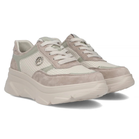 Skórzane sneakersy damskie na platformie Filippo DP6108/24 BE beż Skórzane sneakersy damskie na platformie Filippo DP6108/24 BE beż