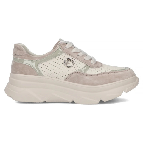 Skórzane sneakersy damskie na platformie Filippo DP6108/24 BE beż Skórzane sneakersy damskie na platformie Filippo DP6108/24 BE beż