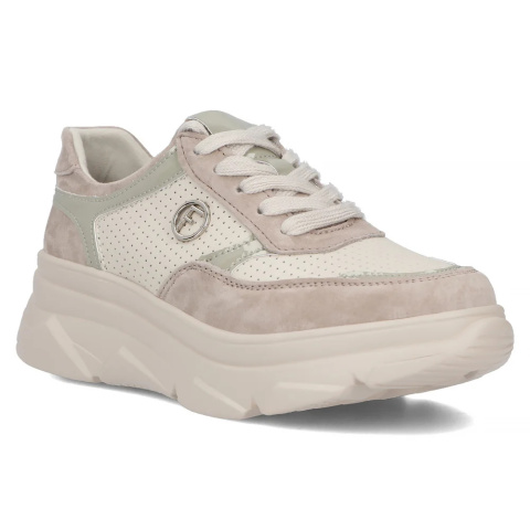 Skórzane sneakersy damskie na platformie Filippo DP6108/24 BE beż Skórzane sneakersy damskie na platformie Filippo DP6108/24 BE beż