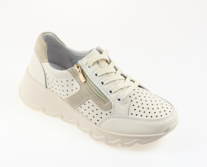 Skórzane sneakersy damskie na platformie T. Sokolski TS W24-245 beż