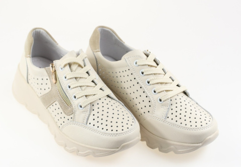 Skórzane sneakersy damskie na platformie T. Sokolski TS W24-245 beż Skórzane sneakersy damskie na platformie T. Sokolski TS W24-245 beż
