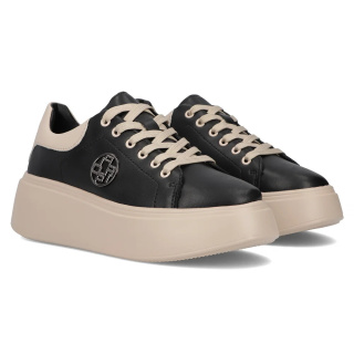 Skórzane sneakersy damskie na platformie Filippo DP6058/24BK BE czarny