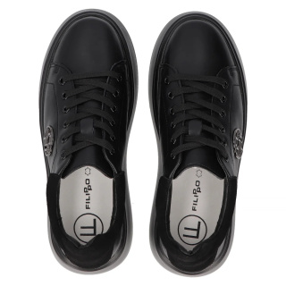 Skórzane sneakersy damskie na platformie Filippo DP6058/24BK BK czarny