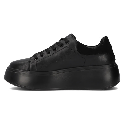 Skórzane sneakersy damskie na platformie Filippo DP6058/24BK BK czarny Skórzane sneakersy damskie na platformie Filippo DP6058/24BK BK czarny