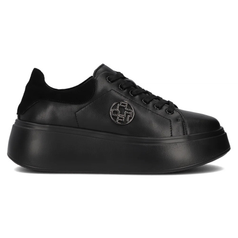 Skórzane sneakersy damskie na platformie Filippo DP6058/24BK BK czarny Skórzane sneakersy damskie na platformie Filippo DP6058/24BK BK czarny