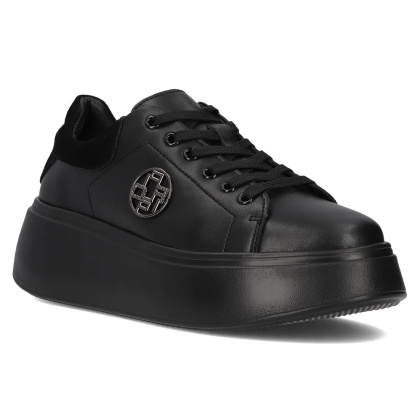 Skórzane sneakersy damskie na platformie Filippo DP6058/24BK BK czarny