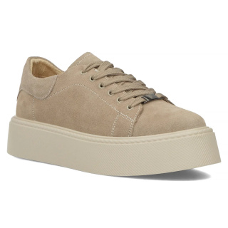 Skórzane sneakersy damskie na platformie Filippo DP6119/24 TP beż