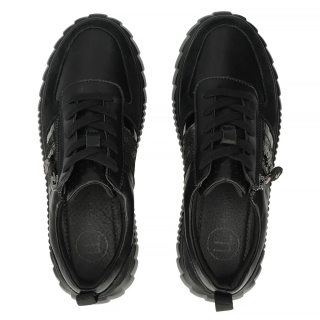 Skórzane sneakersy damskie na platformie Filippo DP6121/24 Bk czarny