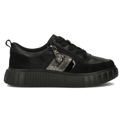 Skórzane sneakersy damskie na platformie Filippo DP6121/24 Bk czarny Skórzane sneakersy damskie na platformie Filippo DP6121/24 Bk czarny