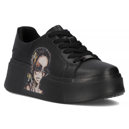 Skórzane sneakersy damskie na platformie Filippo DP6207/24 BK czarny