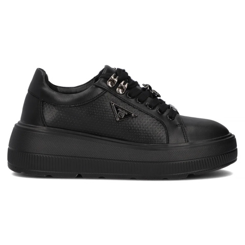 Skórzane sneakersy damskie na platformie Filippo DP6382/24 BK czarny Skórzane sneakersy damskie na platformie Filippo DP6382/24 BK czarny