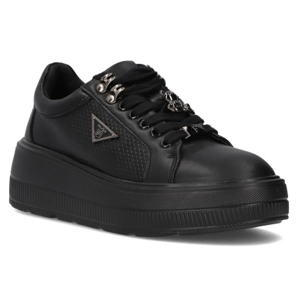 Skórzane sneakersy damskie na platformie Filippo DP6382/24 BK czarny
