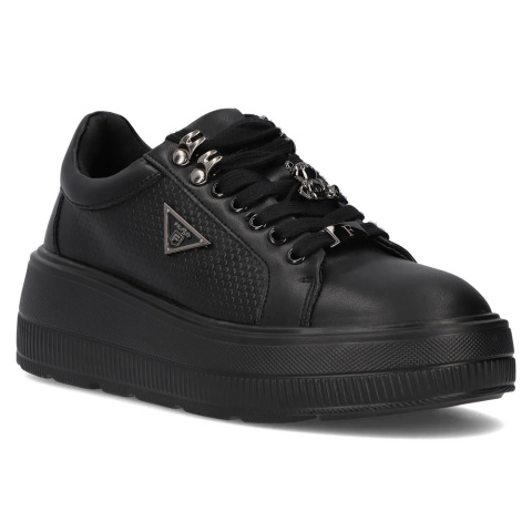 Skórzane sneakersy damskie na platformie Filippo DP6382/24 BK czarny Skórzane sneakersy damskie na platformie Filippo DP6382/24 BK czarny