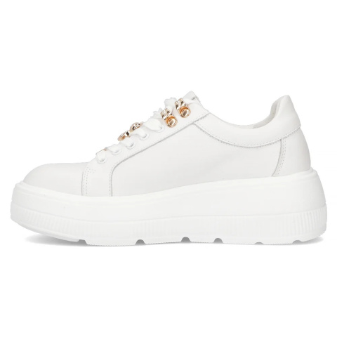 Skórzane sneakersy damskie na platformie Filippo DP6382/24 WH biały Skórzane sneakersy damskie na platformie Filippo DP6382/24 WH biały