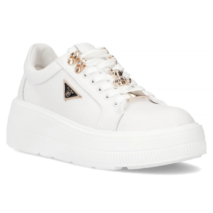 Skórzane sneakersy damskie na platformie Filippo DP6382/24 WH biały