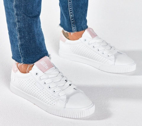 Sneakersy damskie białe BIG STAR HH274073 biały/róż Sneakersy damskie białe BIG STAR HH274073 biały/róż