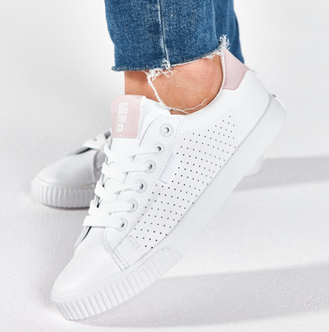 Sneakersy damskie białe BIG STAR HH274073 biały/róż Sneakersy damskie białe BIG STAR HH274073 biały/róż