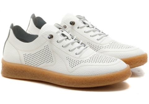 Skórzane sneakersy damskie Sergio Leone SP-111 biały Skórzane sneakersy damskie Sergio Leone SP-111 biały