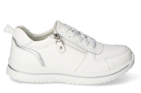 Skórzane sneakersy damskie na platformie Sergio Leone SP-116 biały Skórzane sneakersy damskie na platformie Sergio Leone SP-116 biały