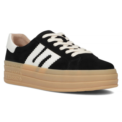 Skórzane sneakersy damskie na platformie Filippo DP6744/25 BK czarny