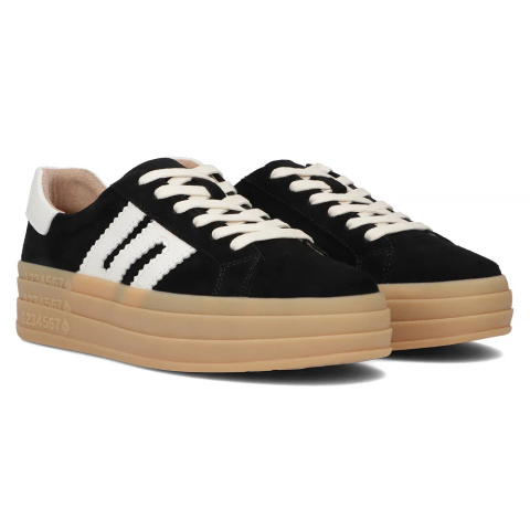Skórzane sneakersy damskie na platformie Filippo DP6744/25 BK czarny Skórzane sneakersy damskie na platformie Filippo DP6744/25 BK czarny