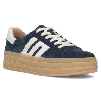 Skórzane sneakersy damskie na platformie Filippo DP6744/25 NV granat