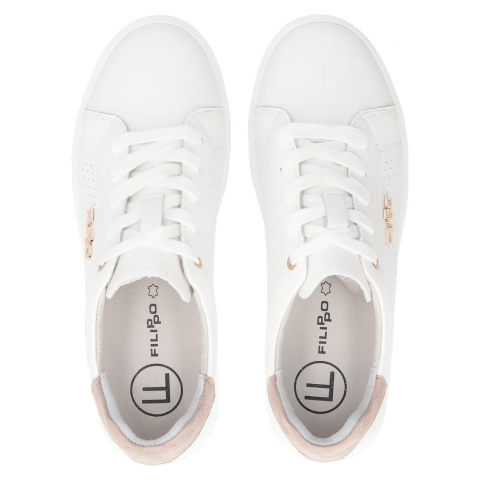 Skórzane sneakersy Filippo DP6738/25 WH BE biały Skórzane sneakersy Filippo DP6738/25 WH BE biały