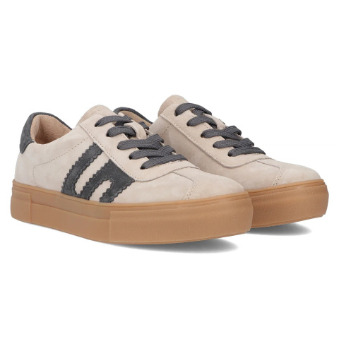 Skórzane sneakersy damskie na platformie Filippo DP6798/25 BE GR beż Skórzane sneakersy damskie na platformie Filippo DP6798/25 BE GR beż