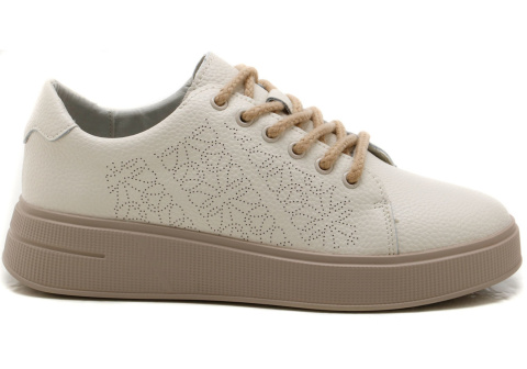 Skórzane sneakersy damskie na platformie Sergio Leone SP114 beż Skórzane sneakersy damskie na platformie Sergio Leone SP114 beż