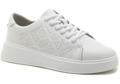 Skórzane sneakersy damskie na platformie Sergio Leone SP114 biały