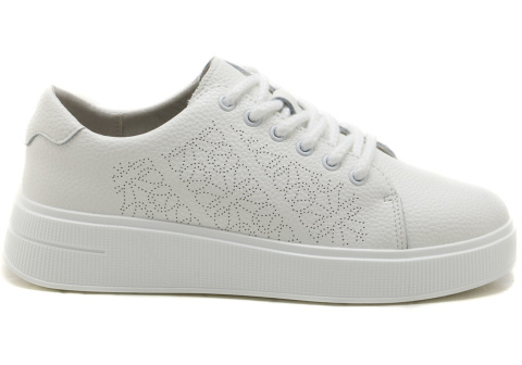 Skórzane sneakersy damskie na platformie Sergio Leone SP114 biały Skórzane sneakersy damskie na platformie Sergio Leone SP114 biały